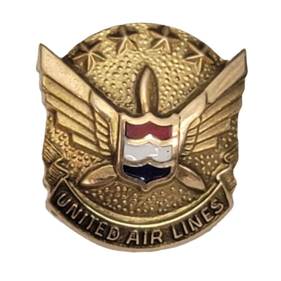 10k Yellow Gold United Air Lines Service Lapel Tie Pin - Picture 8 of 8